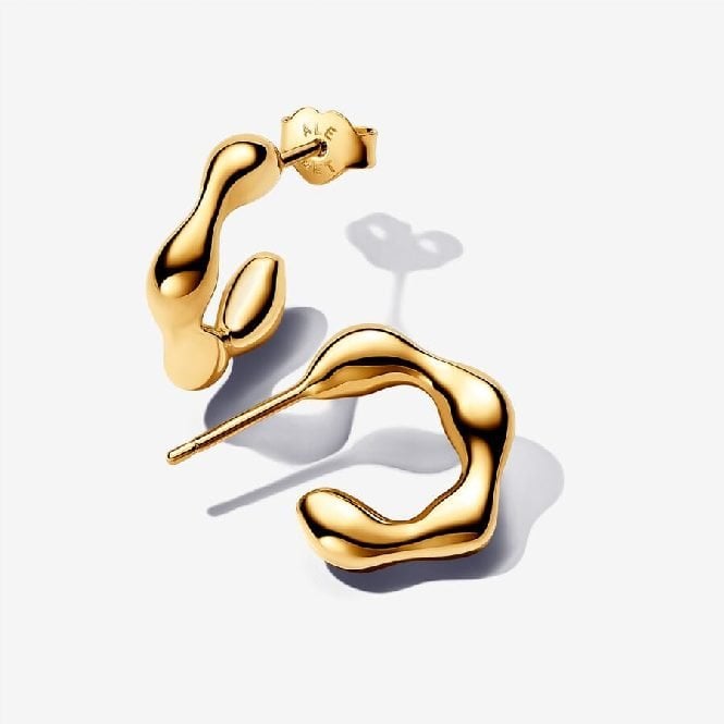 Gold Organically Shaped Open Hoop Earrings