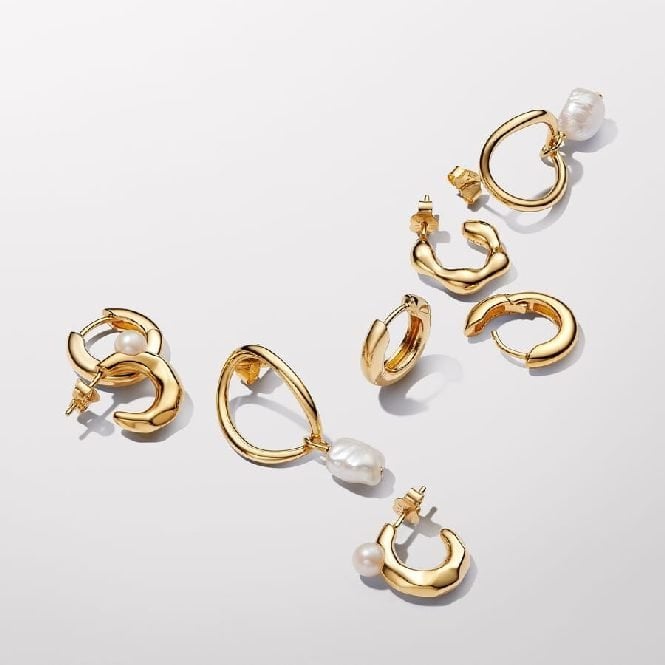 Gold Organically Shaped Open Hoop Earrings