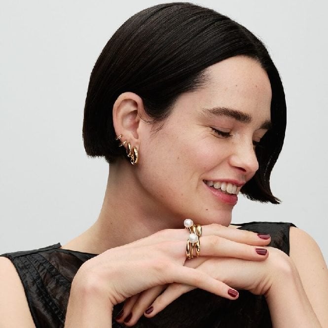 Gold Double Huggie Hoop Earrings