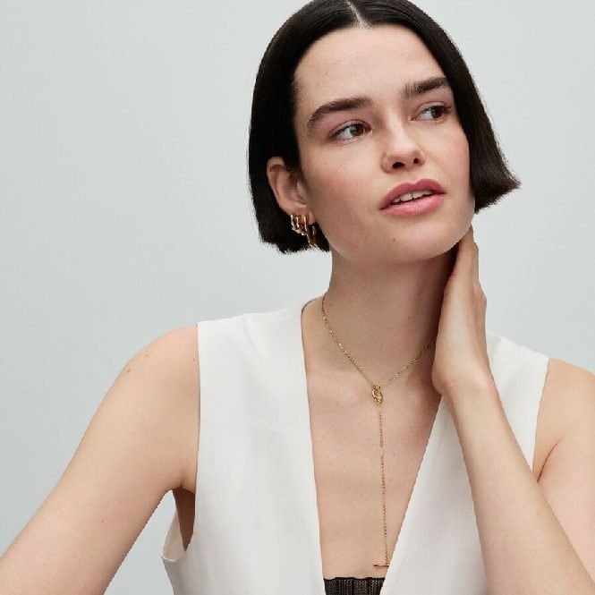 Gold Organically V-Shaped Open Hoop Earrings