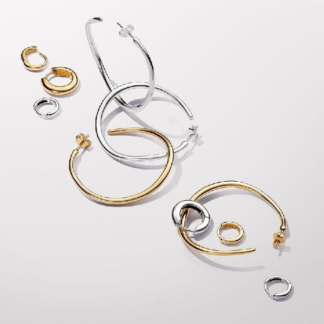 Gold Organically Shaped 42 mm Open Hoop Earrings