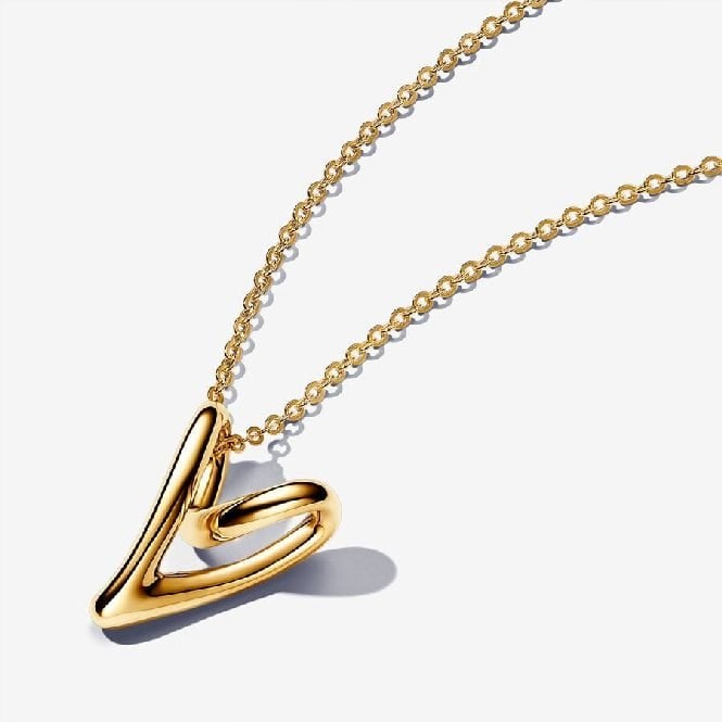 Gold Organically Shaped Heart Pendant Necklace, 70cm