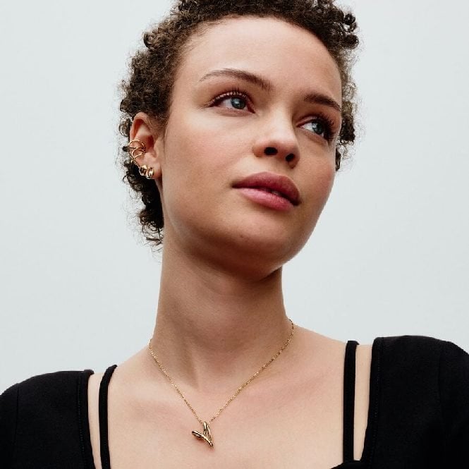 Gold Organically Shaped Heart Pendant Necklace, 70cm