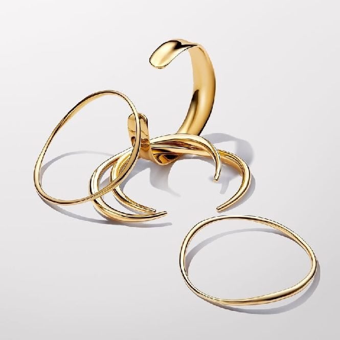 Gold Organically Shaped Bangle, 21cm