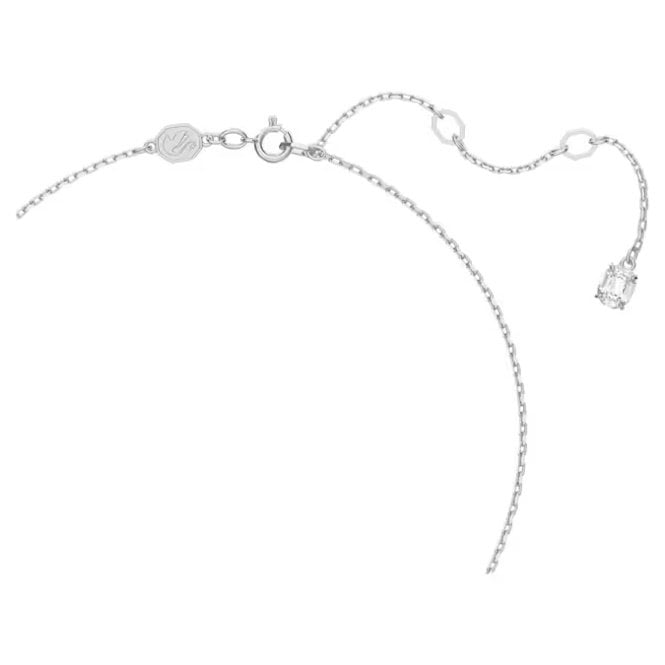 Stilla Necklace & Earrings Set with Round-Cut White Crystal in Rhodium Silver