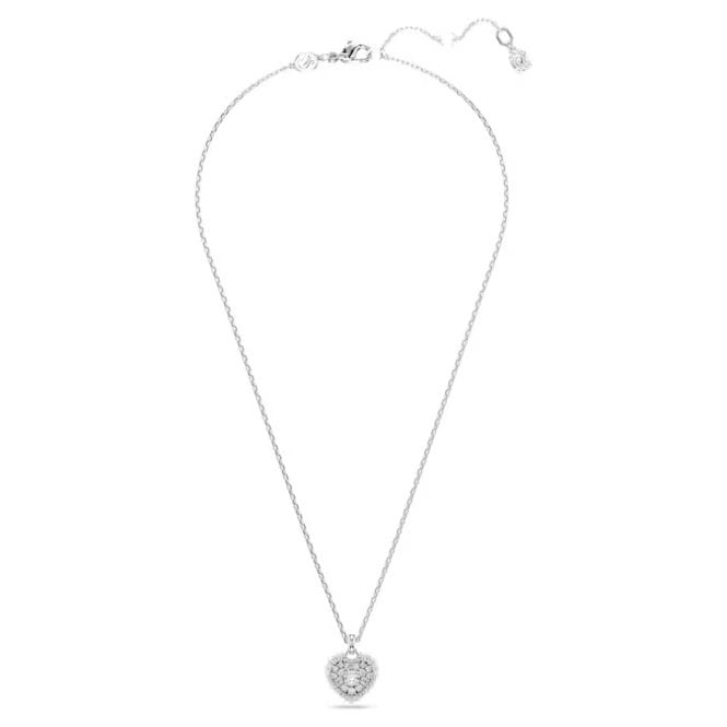 Idyllia Heart Pendant Necklace with White Crystal in Rhodium Silver