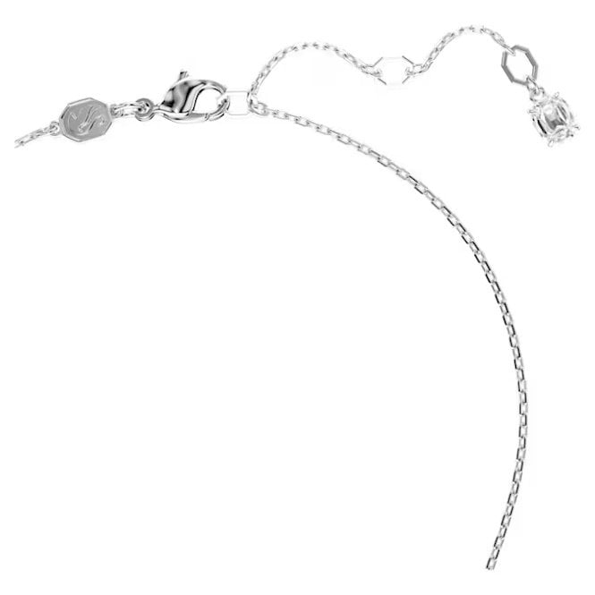 Idyllia Heart Pendant Necklace with White Crystal in Rhodium Silver