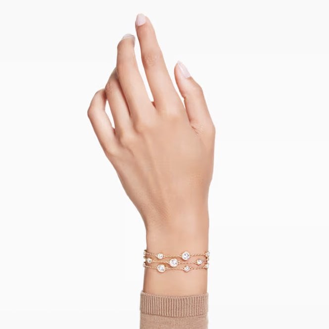 Imber Wide Bracelet with Round-Cut White Crystal in Gold