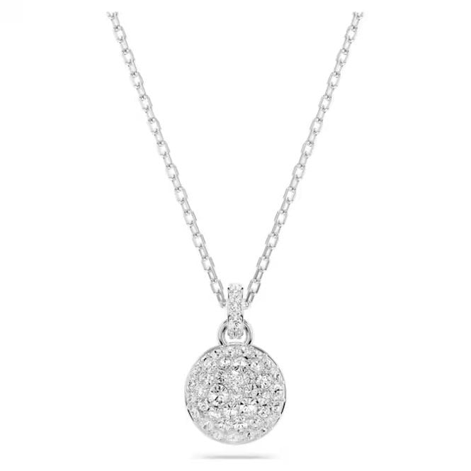 Sublima Pendant Necklace with White Crystal in Rhodium Silver