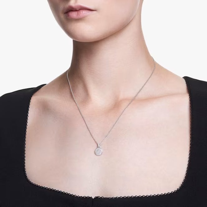 Sublima Pendant Necklace with White Crystal in Rhodium Silver