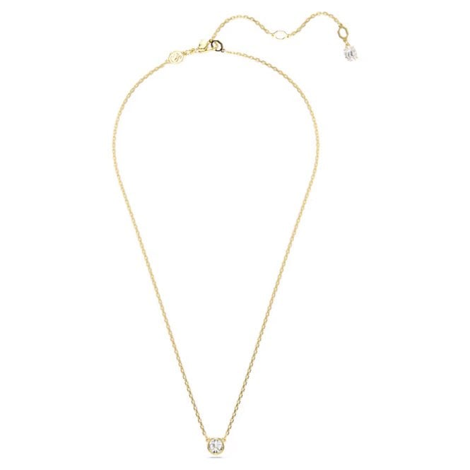 Imber Pendant Necklace with Round-Cut White Crystal in Gold