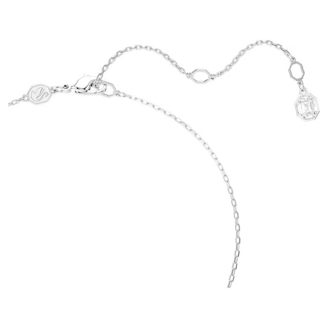 Constella Pendant Necklace with Round-Cut White Crystal Pave in Rhodium Silver