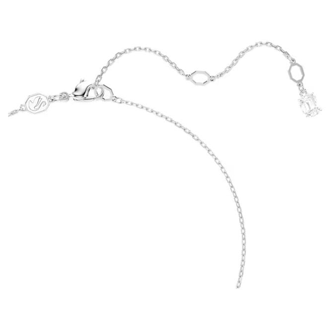 Matrix Pearl Pendant Necklace with Round-Cut White Crystal in Rhodium Silver