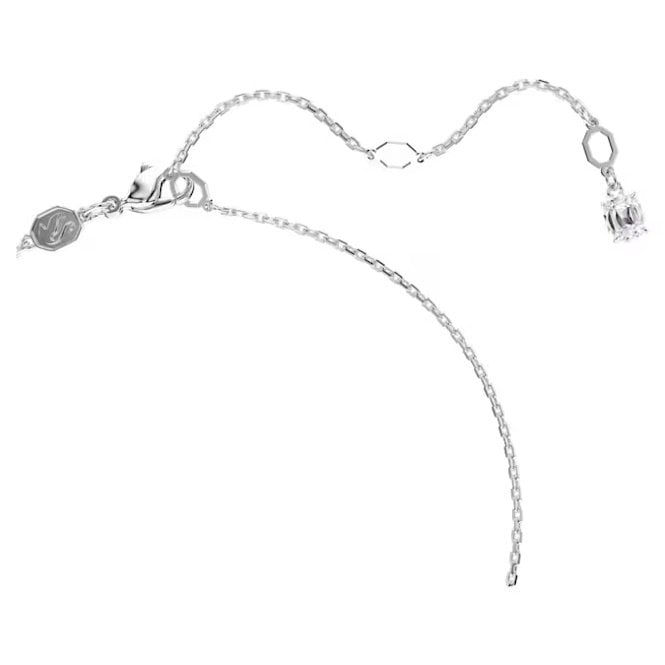 Imber Pendant Necklace with Round-Cut White Crystal in Rhodium Silver