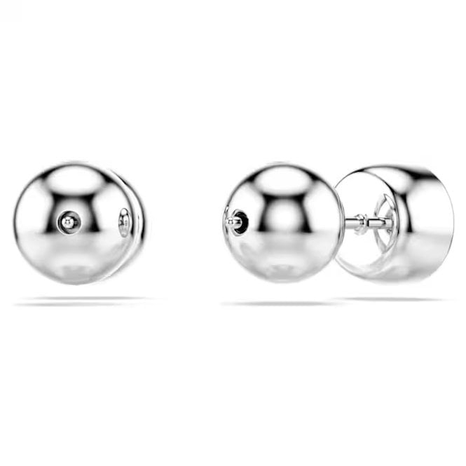 Imber Stud Earrings with Round-Cut White Crystal in Rhodium Silver