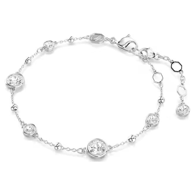 Imber Bracelet with Round-Cut White Crystal in Rhodium Silver