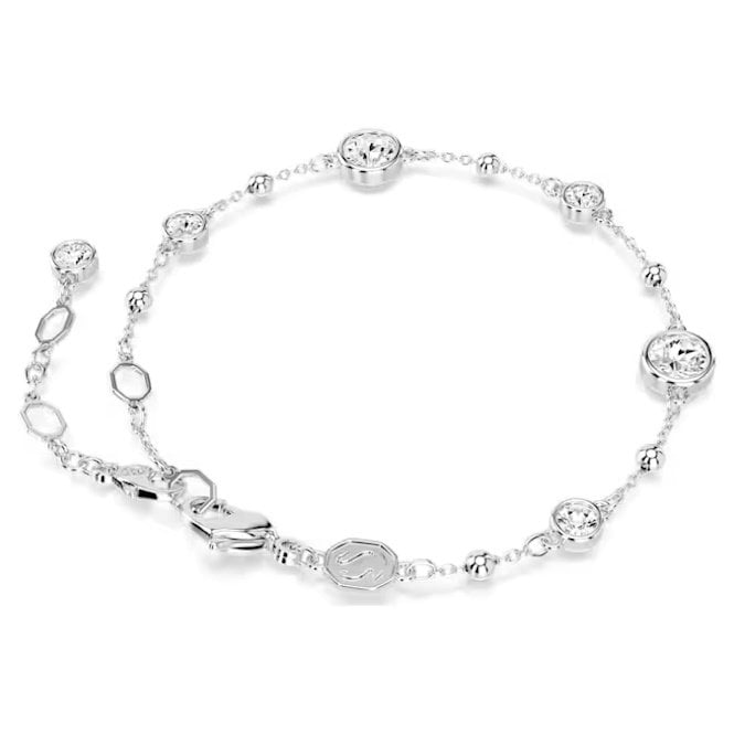Imber Bracelet with Round-Cut White Crystal in Rhodium Silver