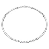 Matrix Tennis Necklace with Round-Cut White Crystal in Rhodium Silver