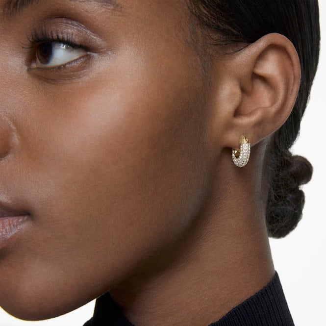 Dextera Small Hoop Earrings with White Crystal in Gold