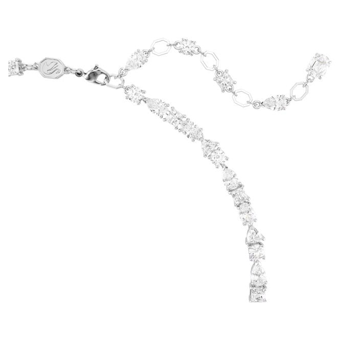 Mesmera Necklace with Mixed-Cut White Crystal in Rhodium Silver
