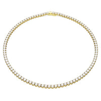 Matrix Tennis Necklace with Round-Cut White Crystal in Gold