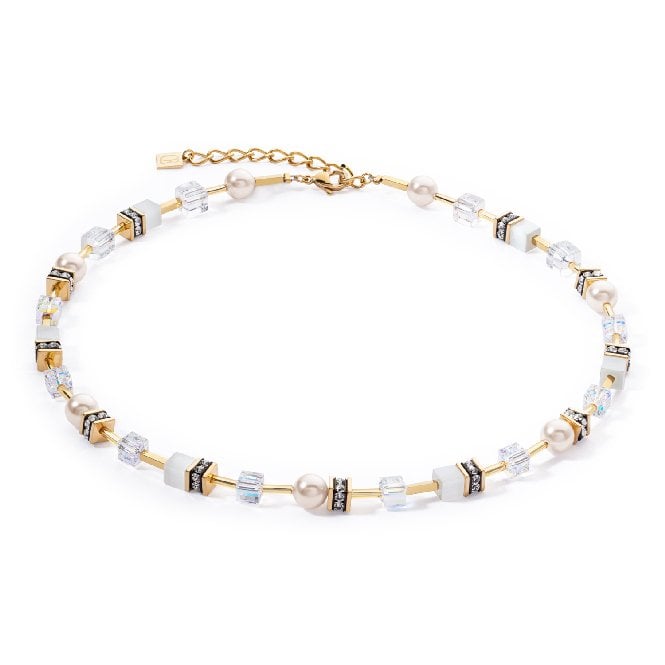 GeoCUBE Iconic Pearl Mix Necklace in Gold & White