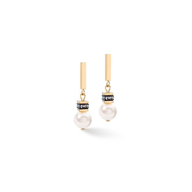 GeoCUBE Iconic Pearl Mix Earrings in Gold & White