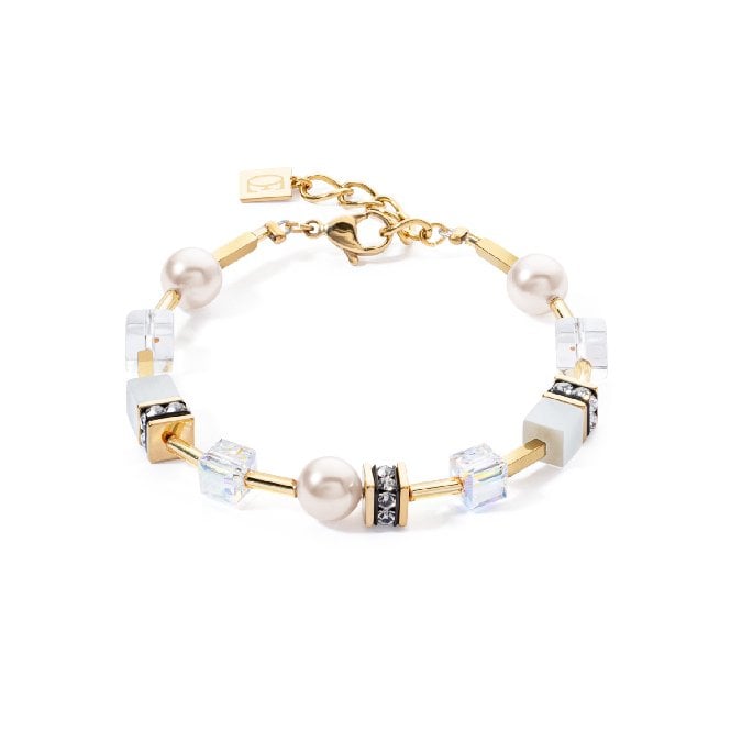 GeoCUBE Iconic Pearl Mix Bracelet in Gold & White