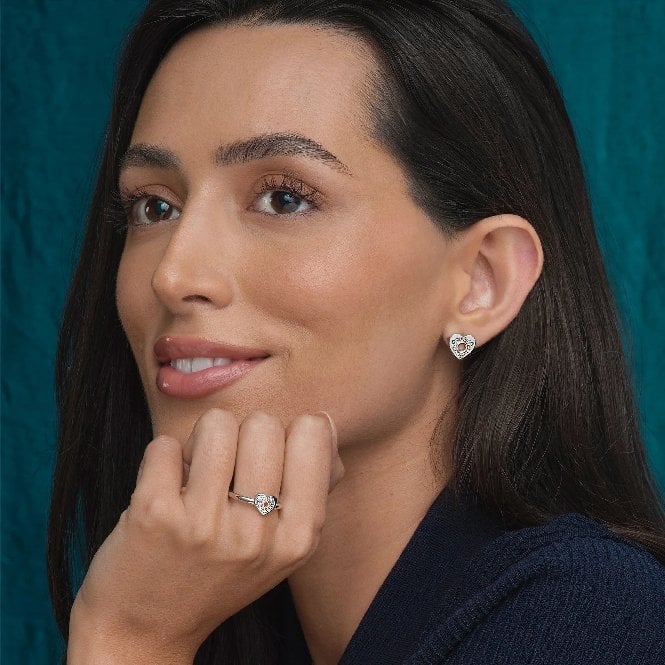 Cariad Sparkle Silver Stud Earrings
