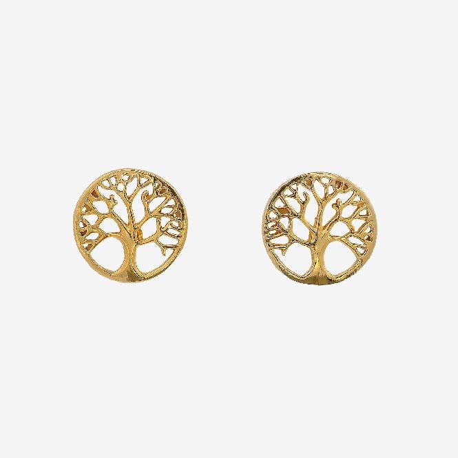Gold Family Tree Stud Earrings