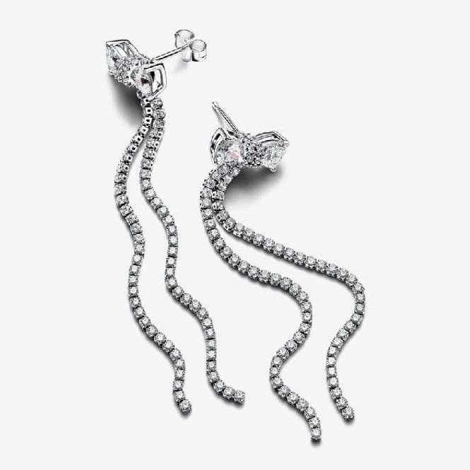 Pave Bow Drop Earrings