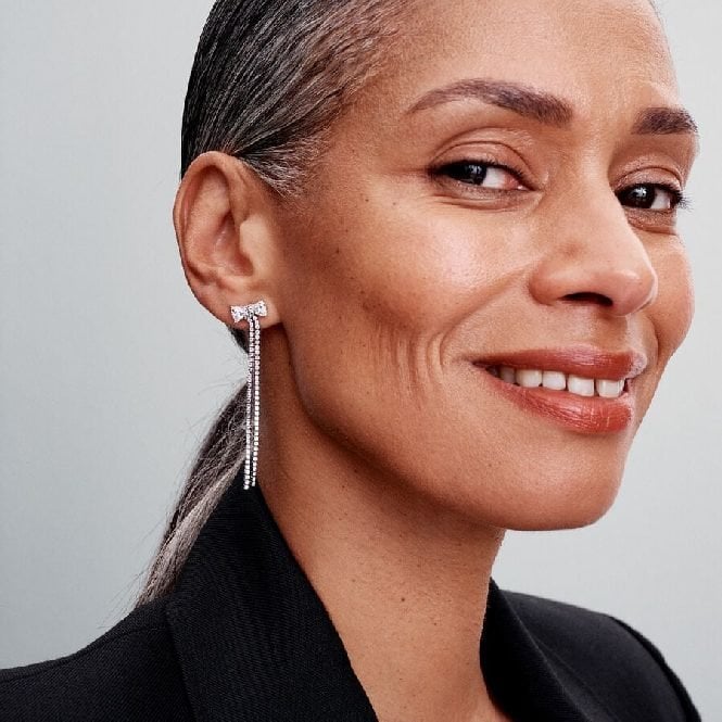 Pave Bow Drop Earrings