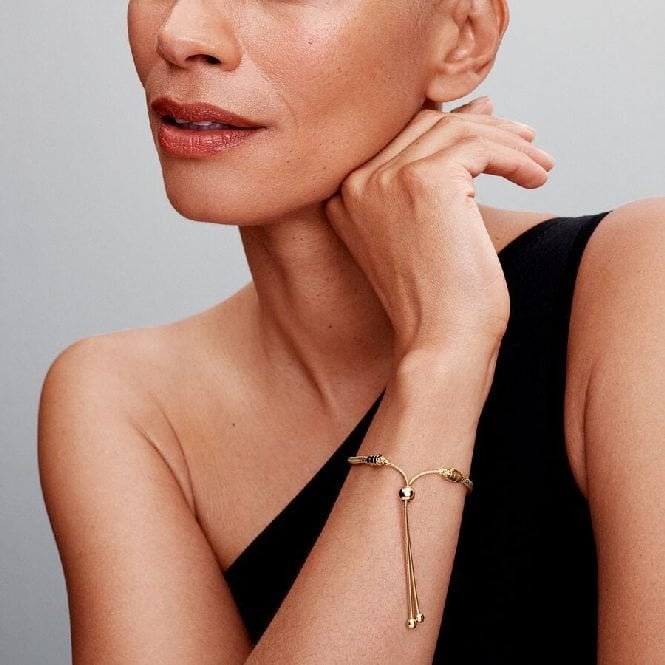 Gold Snake Chain Slider Bracelet, 28cm