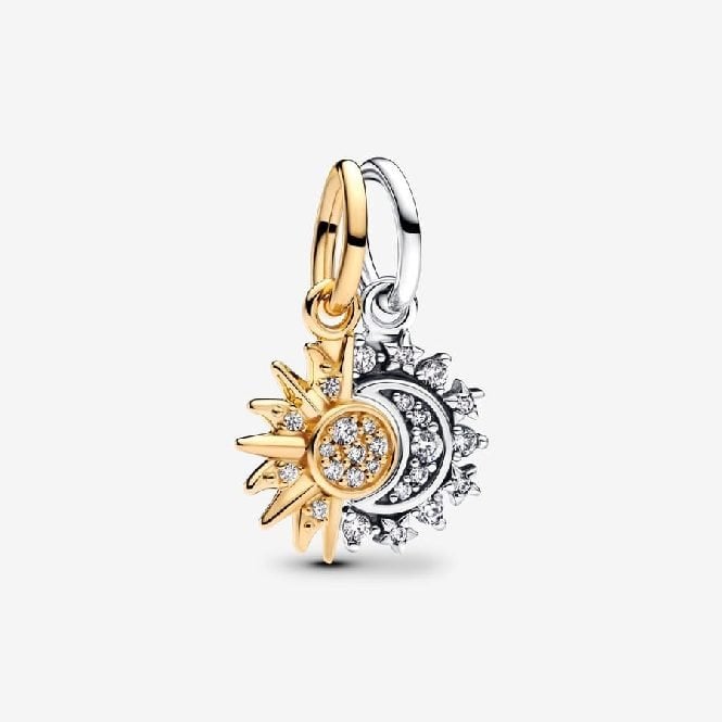 Pandora Gold Splittable Sun & Moon Dangle Charms