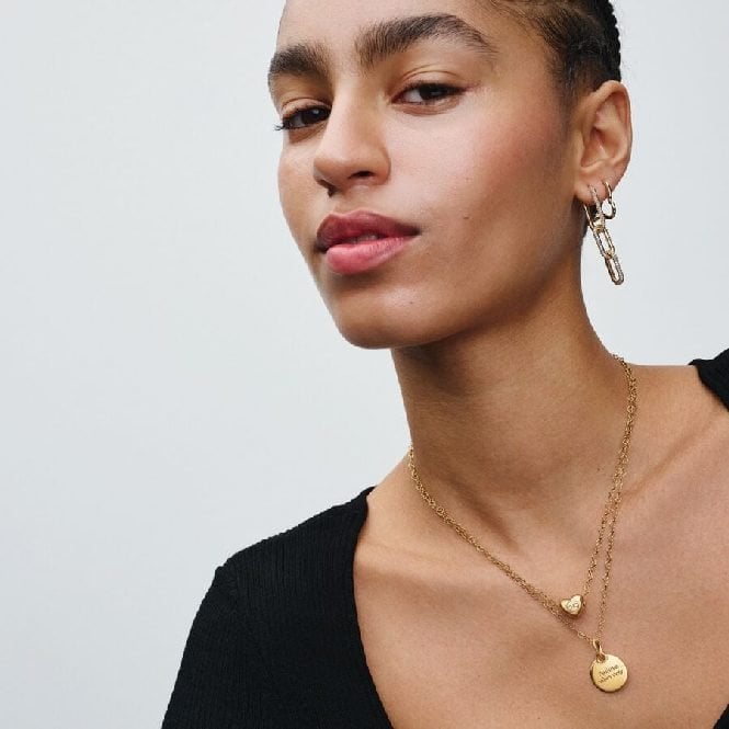 Gold Engravable Round Tag Dangle Charms