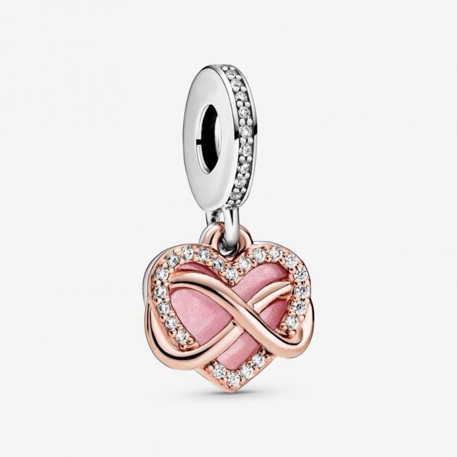 Rose Sparkling Infinity Heart Dangle Charms