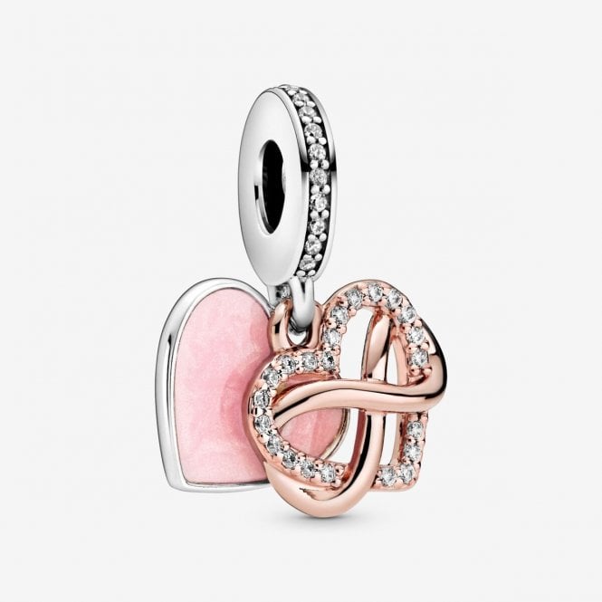 Rose Sparkling Infinity Heart Dangle Charms