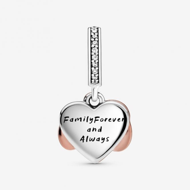 Rose Sparkling Infinity Heart Dangle Charms