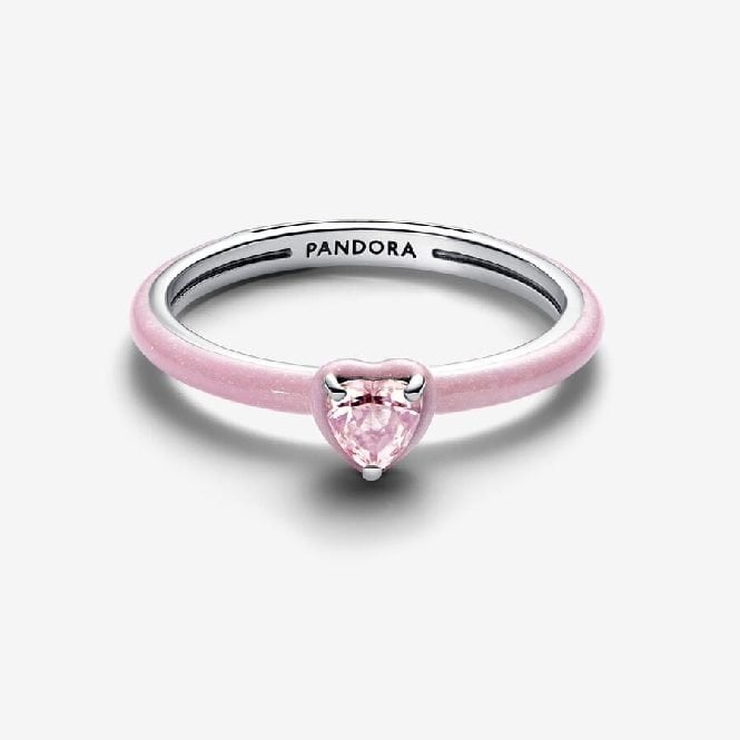 Pink Chakra Heart Ring, Size 50