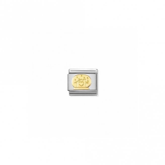 Classic Gold Glass Ball with House Christmas Charms