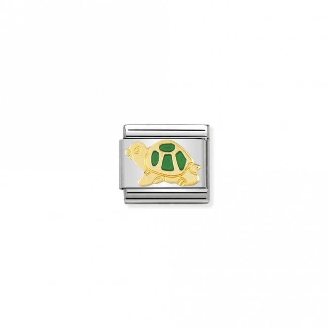 Nomination Classic Gold Green Tortoise Animal Charm