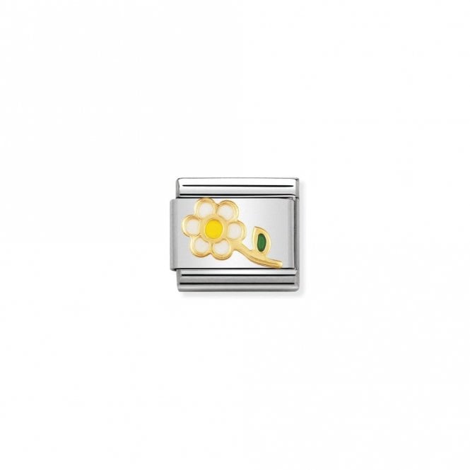 Classic Gold White Flower with Stem Flowers & Nature Charms