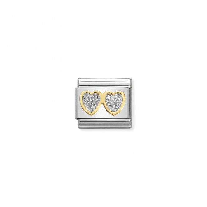 Classic Gold Double Silver Glitter Hearts Love & Hearts Charms