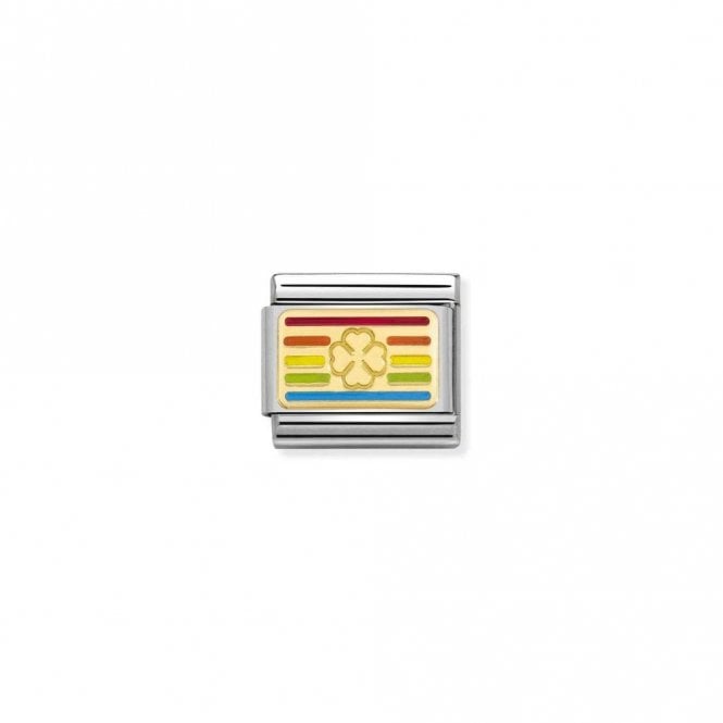 Classic Gold Rainbow Four-Leaf Clover Flag Good Luck Charms