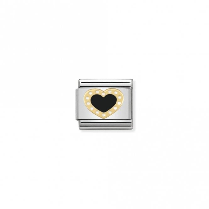 Classic Gold Heart with Dots Black Love & Hearts Charms