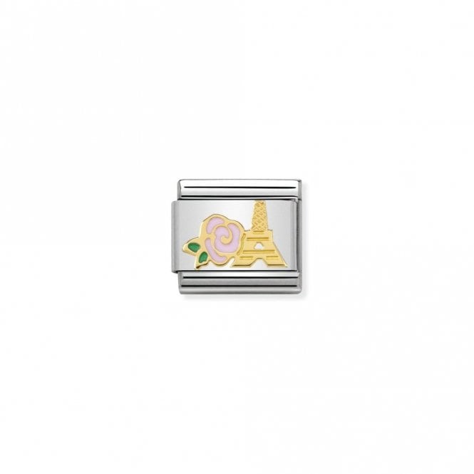 Classic Gold Pink Rose and Eiffel Tower Travel Charms