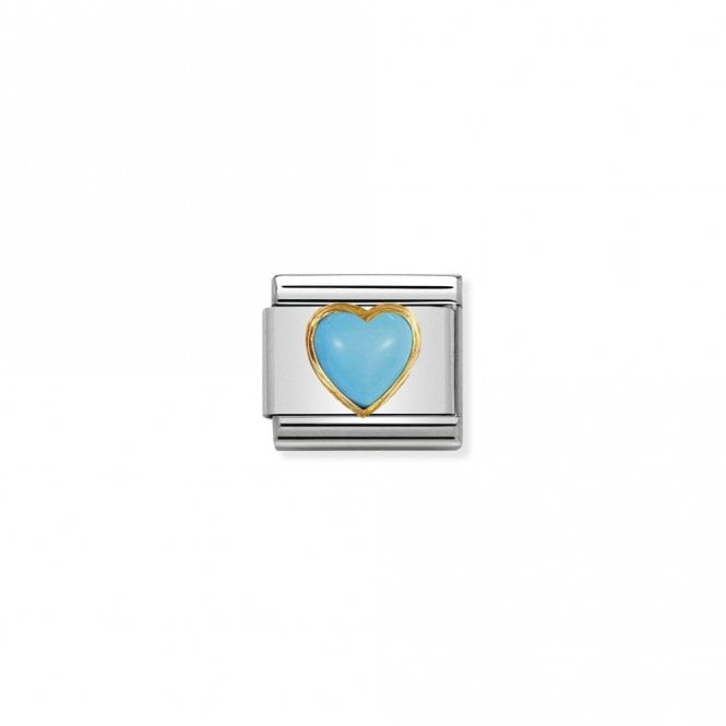 Nomination Classic Gold Turquoise Heart Love & Hearts Charm