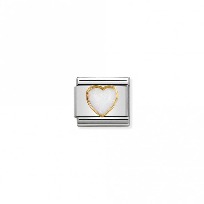 Nomination Classic Gold White Opal Heart Love & Hearts Charm