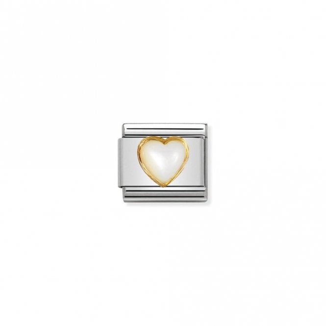 Nomination Classic Gold White Mother Of Pearl Heart Love & Hearts Charm