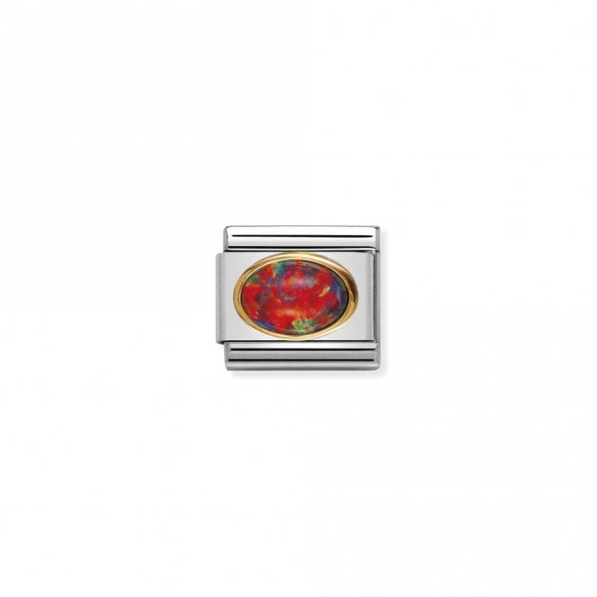 Classic Gold Oval Red Opal Stone Sparkly Charms